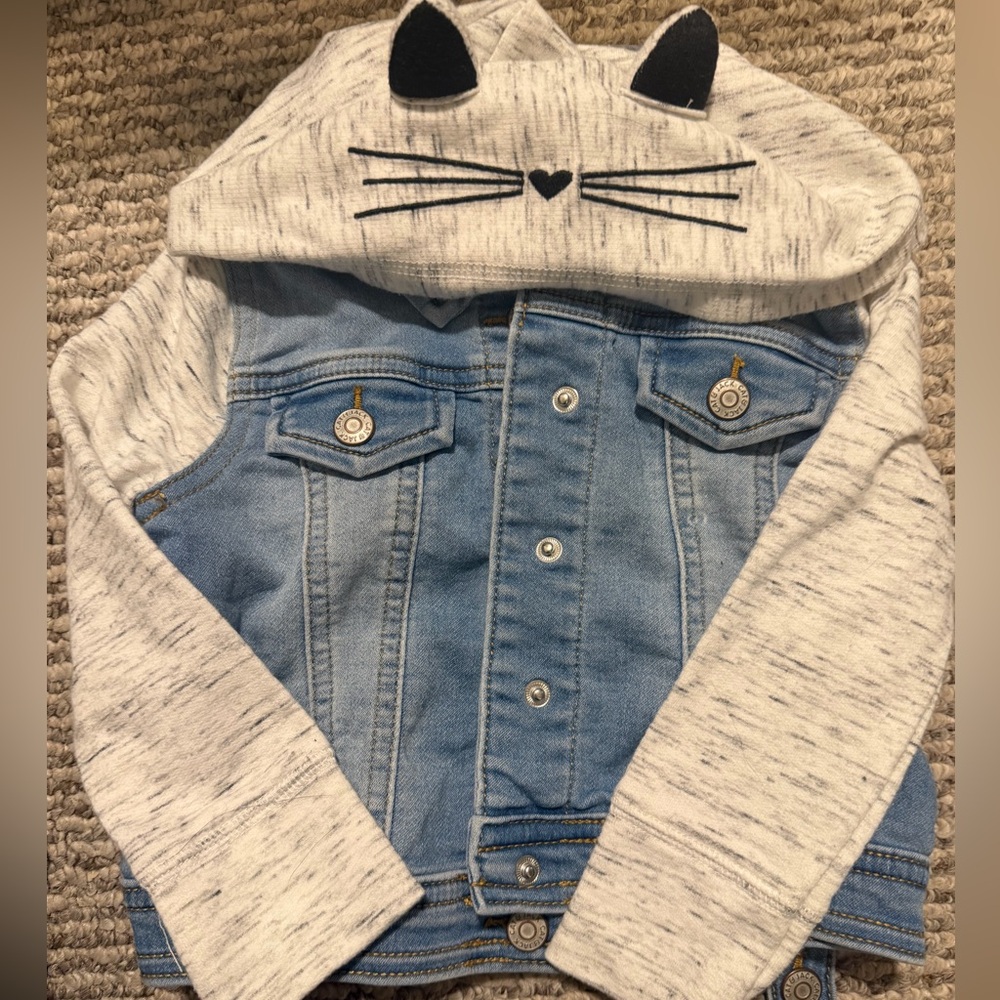 Cat & Jack Blue Denim Jacket with Kitty Hood